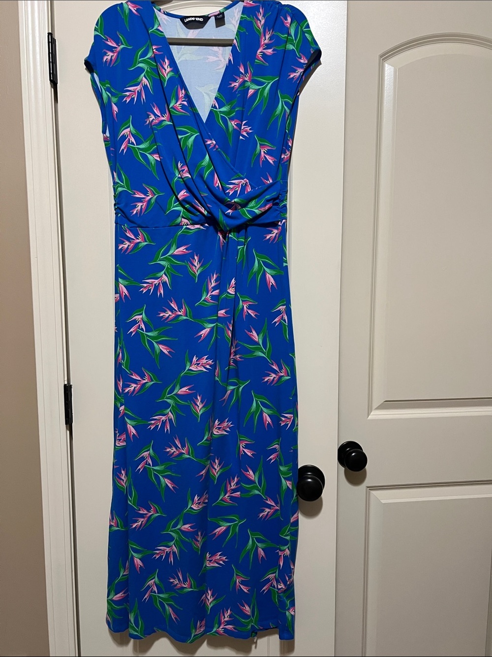 Lands' End Royal Blue Floral Maxi Dress LP H23 🌴🌴🌴